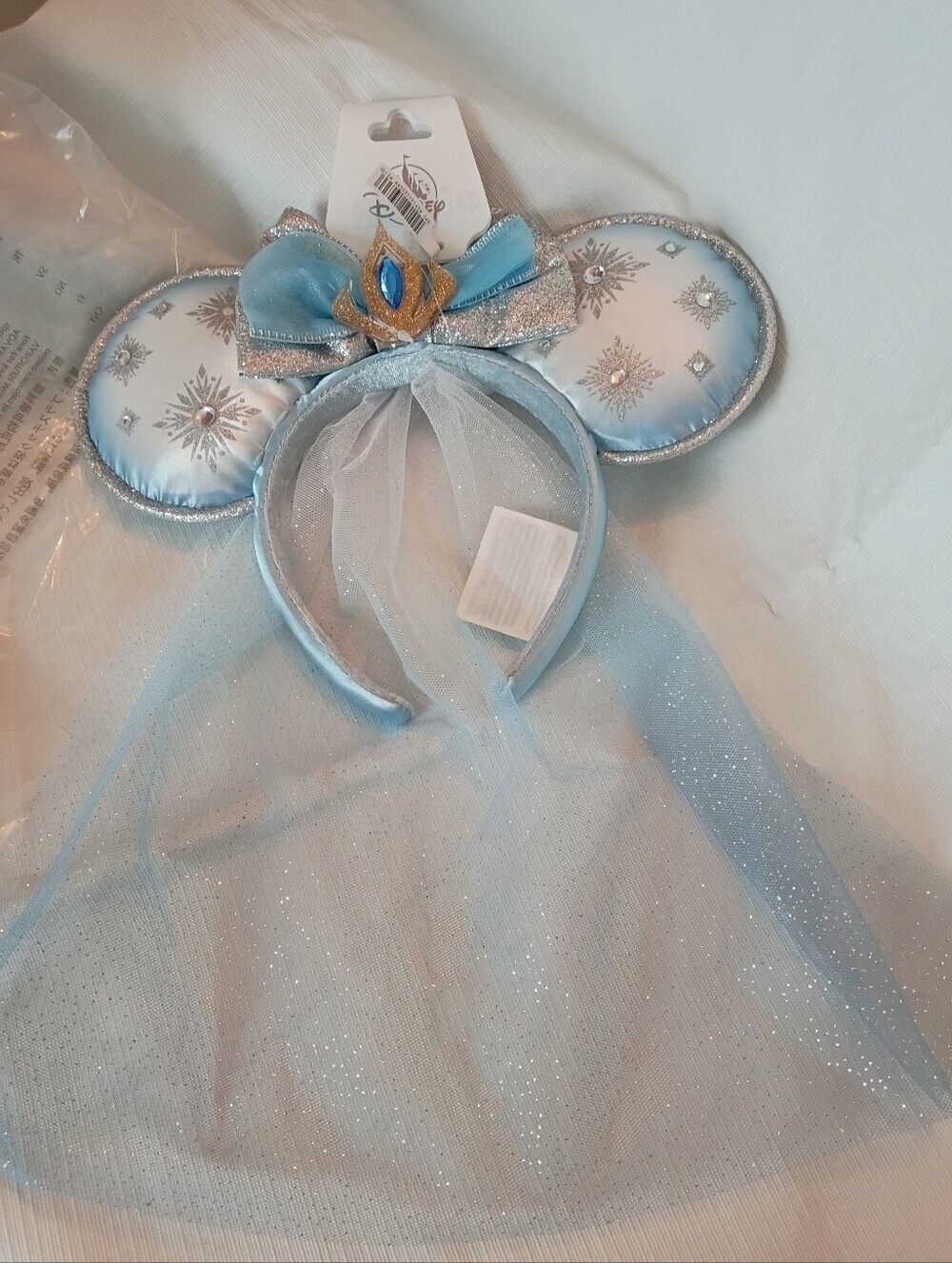 Disney Parks Mickey Minnie Ears Elsa Frozen Embellished Headband Veil NWT - Picture 2 of 11